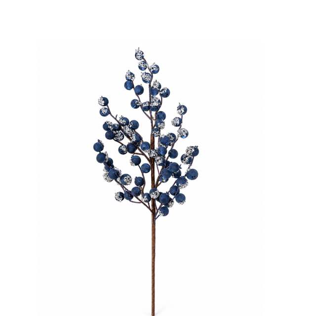 Iced Blueberry Spray | Blue Silver Christmas Berry Stem | 24" Spray-MTX76759 Regency International