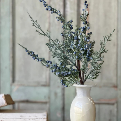 Icy Blue Juniper Pick | Glittered Winter Greenery Stem | 16" Holiday Floral Pick-XM91568 Lancaster & Vintage
