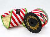 John Mark Nutcracker Print Metallic Ribbon | Red White Stripe Wired Ribbon | 4" x 10yd-JME-WN25-078-MULTI-4 John Mark Enterprises