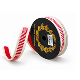 Red White Gingham Check Wired Ribbon | Ivory Trim Taffeta Ribbon | 1" x 10yd-JME-WN25-013-IVY-1 John Mark Enterprises