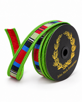 John Mark Nutcracker Striped Metallic Ribbon | Red Green Blue Wired Ribbon | 1" x 10yd-JME-WN25-067-RED-1 John Mark Enterprises