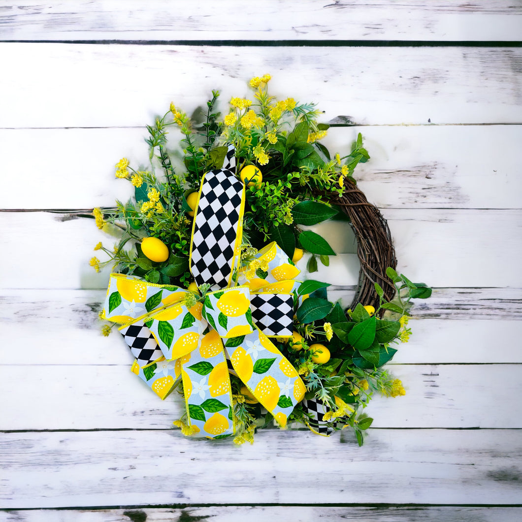 TCT1385-Lemon Wreath for front door/Kitchen Lemon Decor