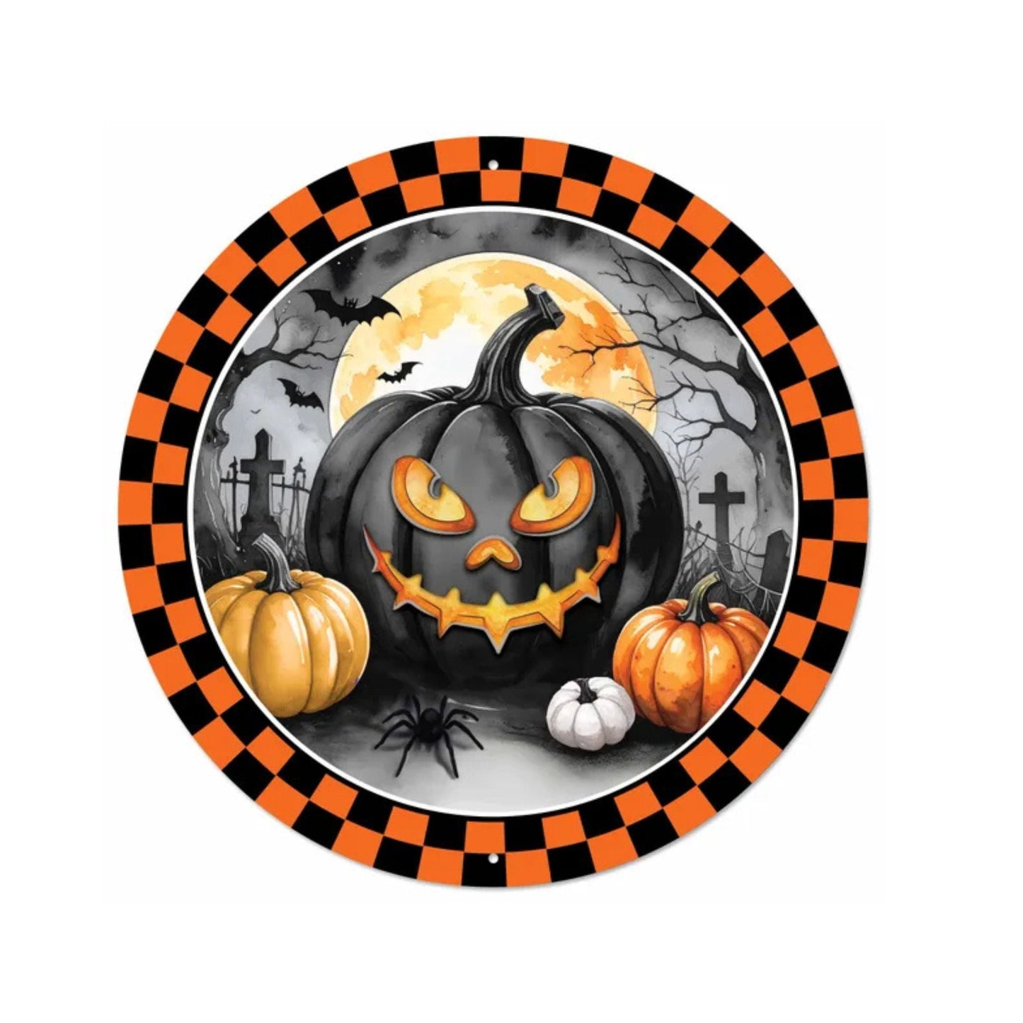 Jack-O-Lantern Halloween Sign 12 Inch Wreath Accent-MD1893M5 Craig Bachman
