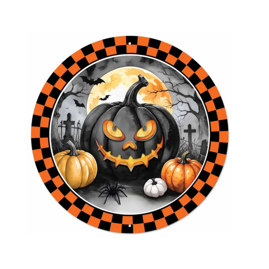 Jack-O-Lantern Halloween Sign 12 Inch Wreath Accent-MD1893M5 Craig Bachman