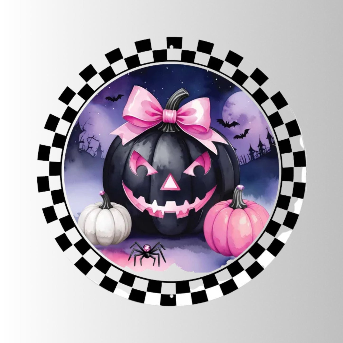 Pink Jack-O-Lantern Halloween Sign 12 Inch Accent-MD1894M4 Craig Bachman