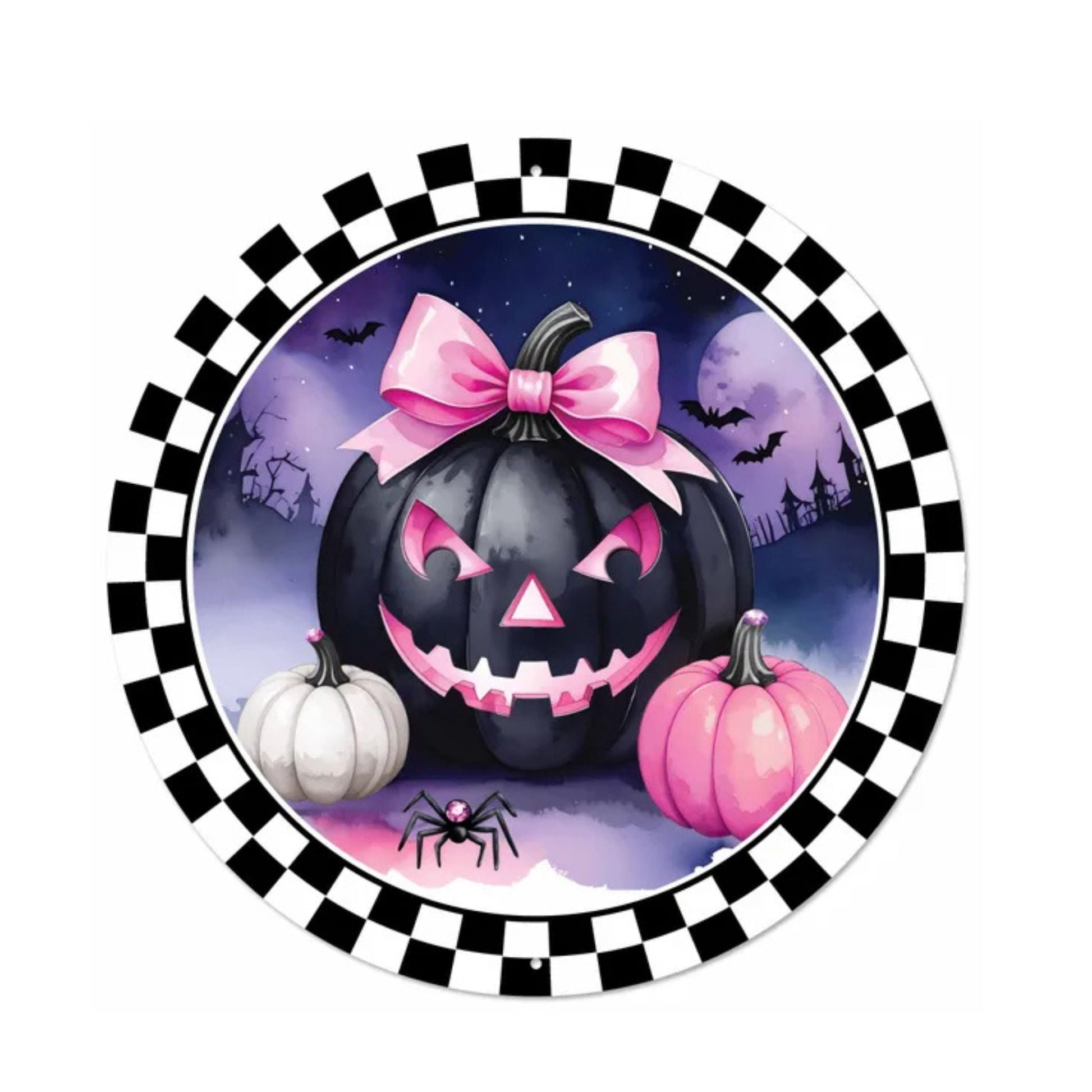 Pink Jack-O-Lantern Halloween Sign 12 Inch Accent-MD1894M4 Craig Bachman
