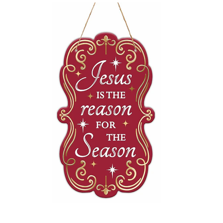 Jesus Is the Reason for the Season Sign | Embossed Tin Christmas Decor | 11.5" Sign Craig Bachman