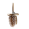 Jumbo Pinecone Bell Ornament | Taupe Velvet Ribbon Hanging Decor | 6" Pinecone-M32878 Impressive Enterprises, Inc.