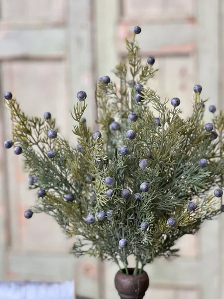 Artificial Midnight Juniper Bush — 18 Inch Blue Berry Greenery Supply-XRA6741 Lancaster & Vintage
