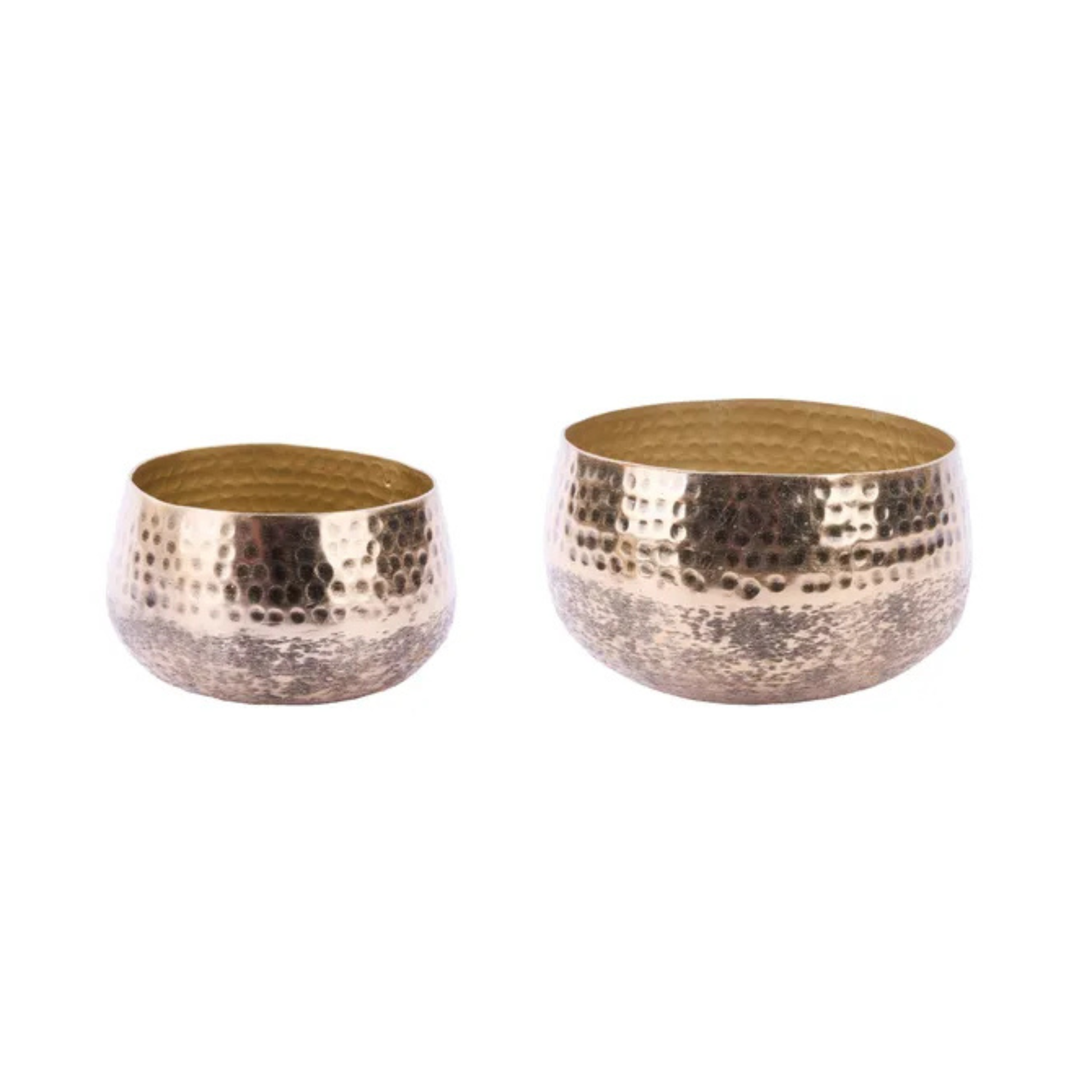 Antique Gold Hammered Pot Set | Aluminum Decorative Bowls-KE241943 Craig Bachman