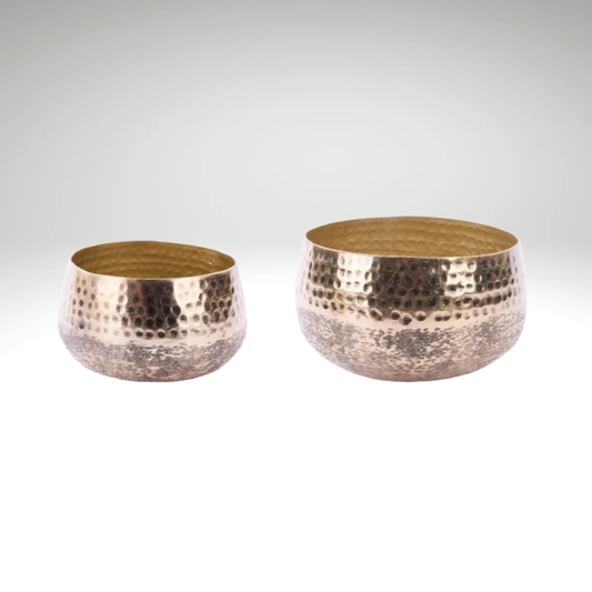 Antique Gold Hammered Pot Set | Aluminum Decorative Bowls-KE241943 Craig Bachman