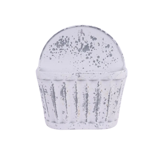 Antique Distressed White Tin Wall Pocket Craig Bachman