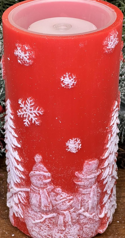 4x8 Red Snowman Fountain Candle – LED Lighted Holiday Candle with Remote Fantastic Craft