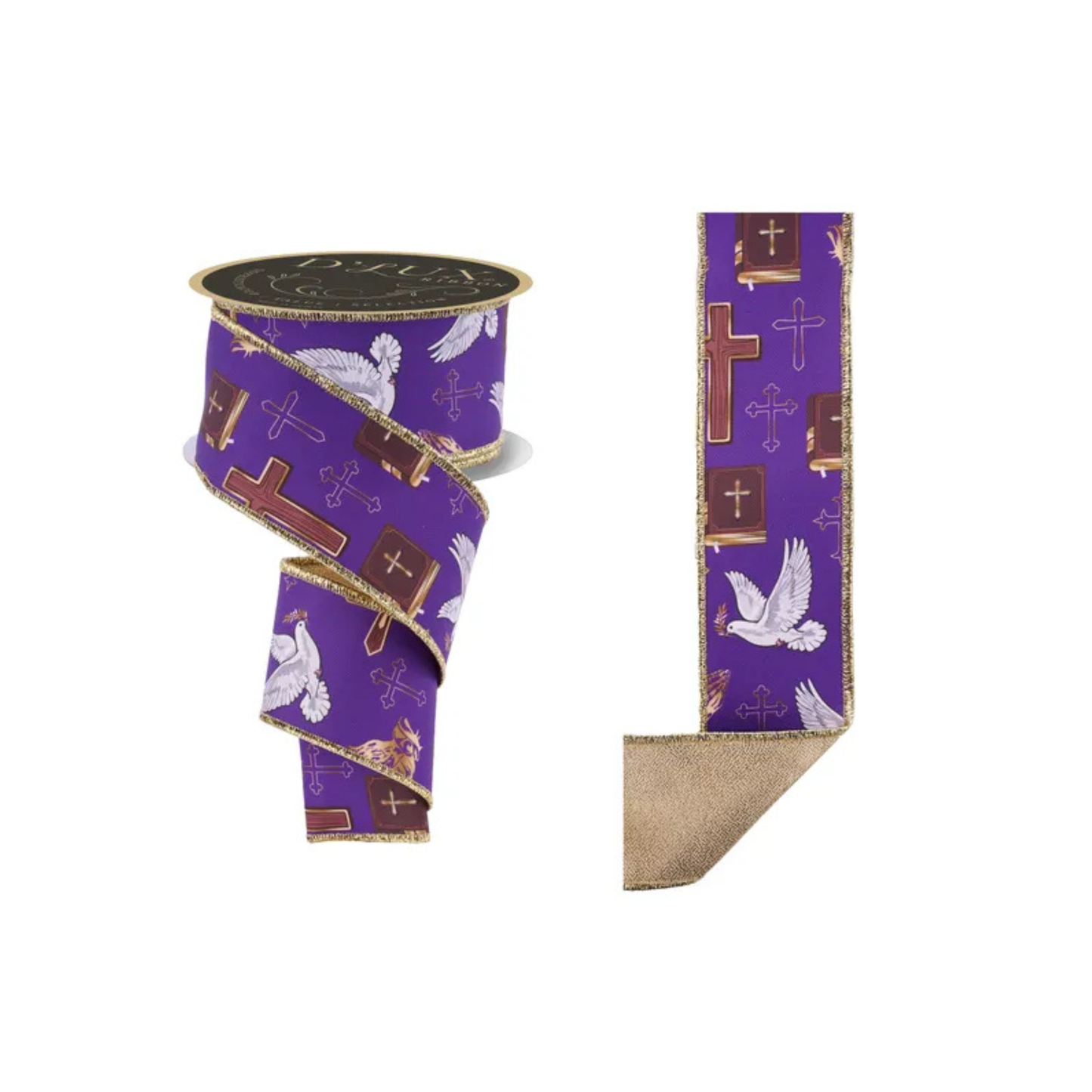 Easter Cross Dove Ribbon 2.5”x10yd Wired | Faith Spring Ribbon-LX119123 Craig Bachman