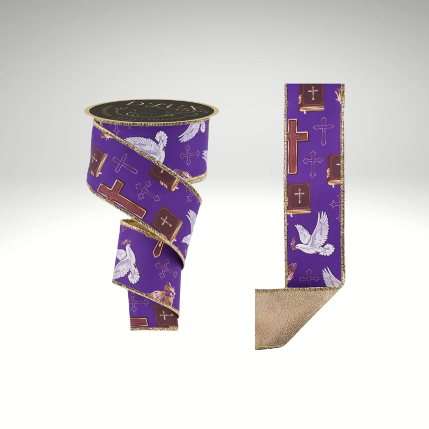 Easter Cross Dove Ribbon 2.5”x10yd Wired | Faith Spring Ribbon-LX119123 Craig Bachman