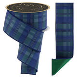 2.5" Navy & Emerald Plaid D'Lux Wired Ribbon-LX130273 Craig Bachman