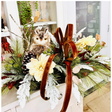 Rustic Winter Chalet Owl Centerpiece – Large Holiday Table Arrangement | Pecan Velvet & Cream Dahlias TCT Crafts