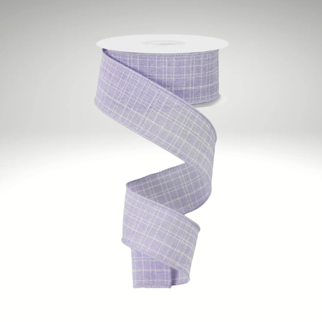Lavender Check Royal Burlap Ribbon | 1.5x10yd Wired Craig Bachman