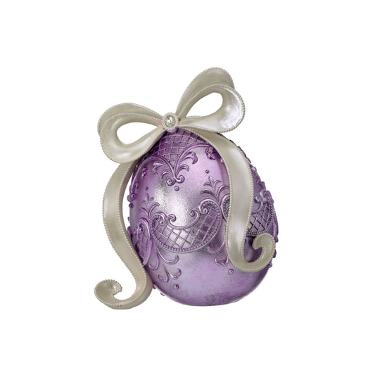 Lavender Resin Decorative Egg with Bow Easter Decor-MT26617