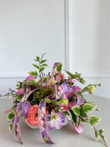 Spring Dough Bowl Floral Arrangement – Pink & Lavender Centerpiece TCT Crafts