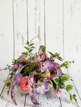 Spring Dough Bowl Floral Arrangement – Pink & Lavender Centerpiece TCT Crafts