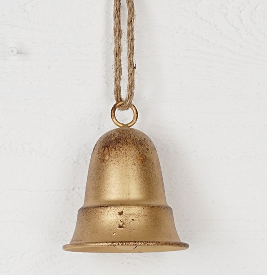Vintage Gold Liberty Bell Ornament – Rustic Metal Holiday Bell with Rope Hanger-M32522 Impressive Enterprises, Inc.