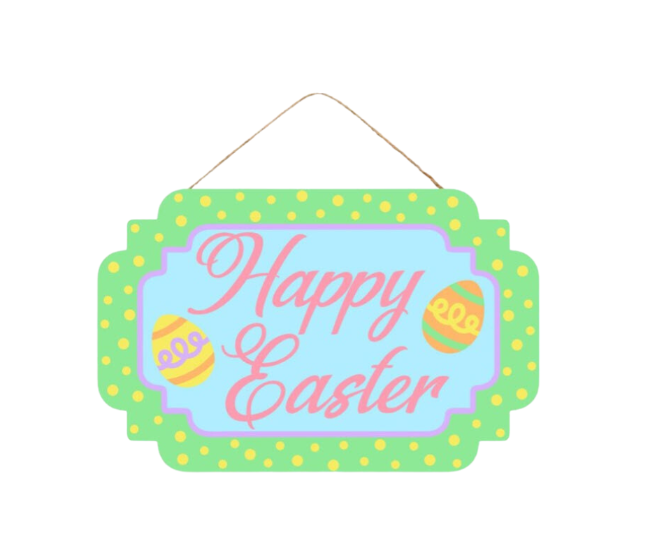 MDF Happy Easter with Eggs Sign - Festive Spring Decoration-AP8298