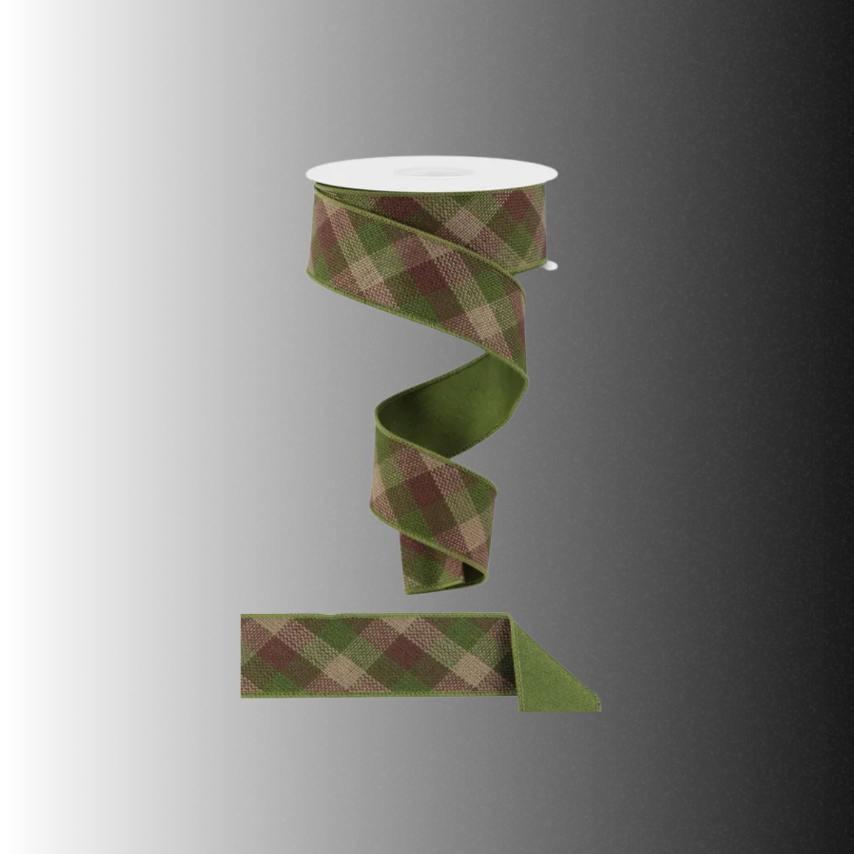 Moss Green Check Ribbon 1.5 Inch x 10 Yards-RGX0112AW Craig Bachman