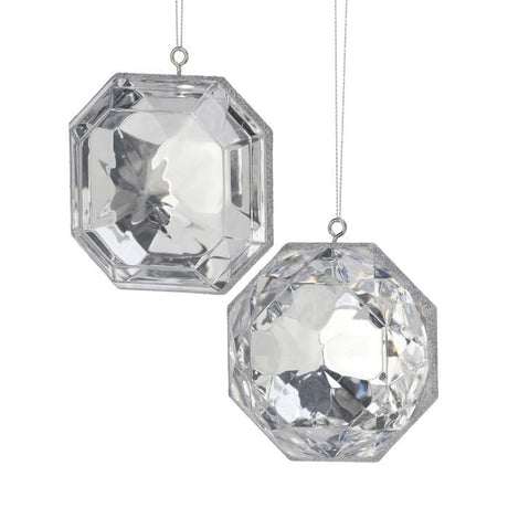 4" Acrylic Precious Gem Ornament Set | Round and Square | Choice of Colors | Set of 2 Assorted -MTX67413 Regency