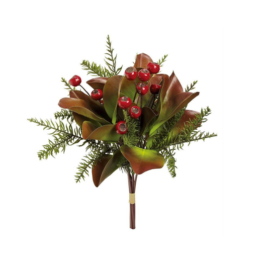20 Inch Magnolia Berry Pine Bundle | Holiday Greenery Pick Select Artificials