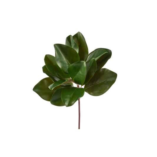 16" Artificial Green Magnolia Leaf Bush - Lifelike Faux Greenery for Wreaths & Decor-FG6494