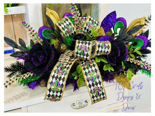 Mardi Gras Fleur De Lis Floral Centerpiece TCT Crafts