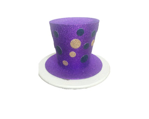 8.5"x6" Glitter Dots Mardi Gras Top Hat - Decor, Crafts, Wreath Supply-HG102830