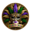 Mardi Gras Mask Sign | Gilded Metal Wall Decor | 12" Round Sign-MD1761 Craig Bachman