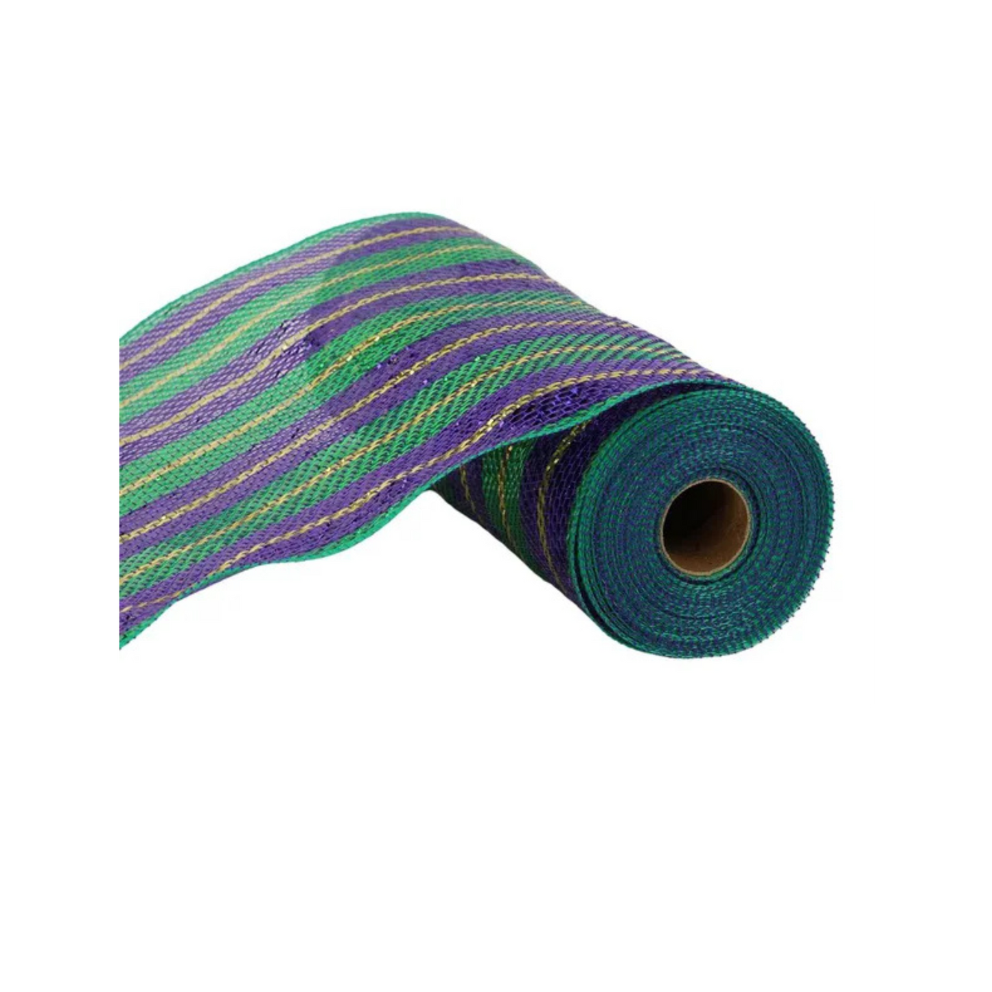 Mardi Gras Deco Mesh Roll – 10.25"x10yd Metallic Foil Purple Green Gold Craig Bachman