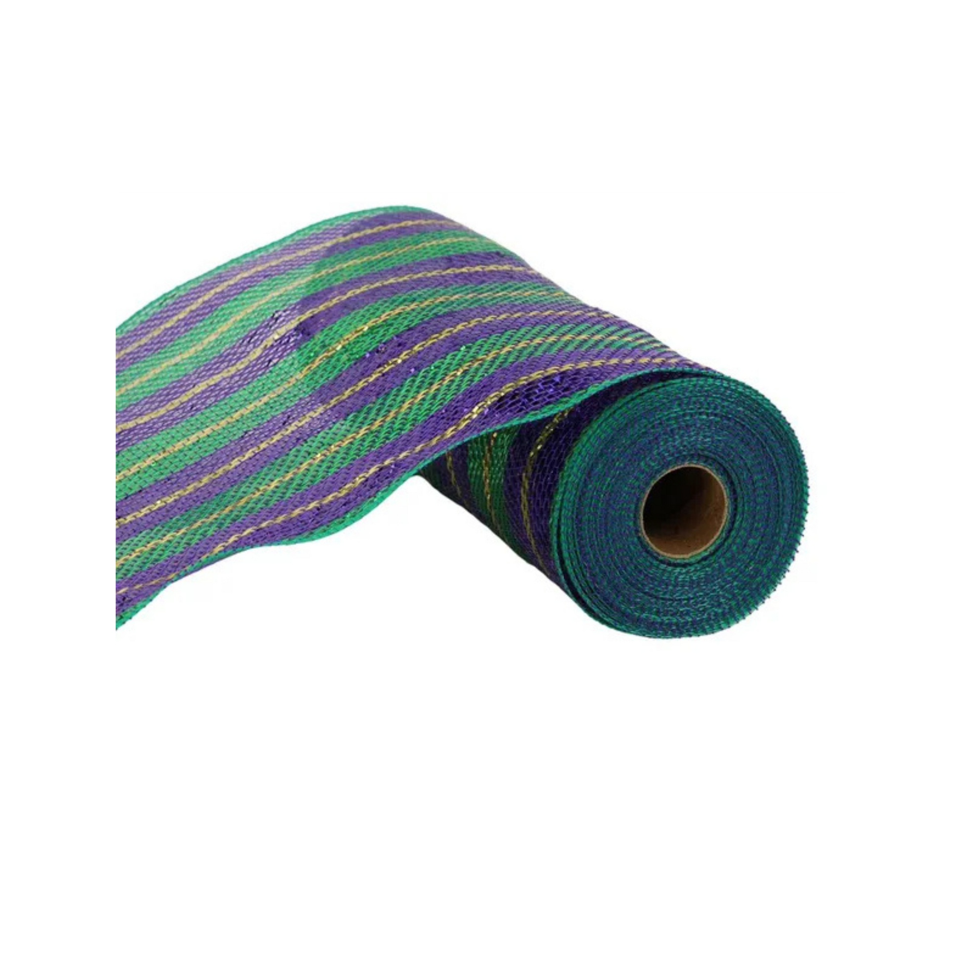 Mardi Gras Deco Mesh Roll – 10.25"x10yd Metallic Foil Purple Green Gold Craig Bachman