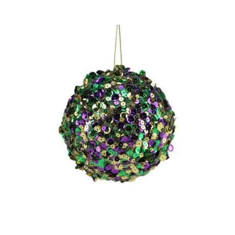 Mardi Gras Sequin Ornament 4 Inch Shatterproof Ball-HG1090 Craig Bachman