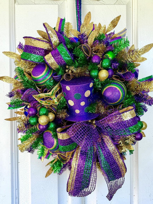 Mardi Gras Wreath 34 Inch Door Decor TCT Crafts
