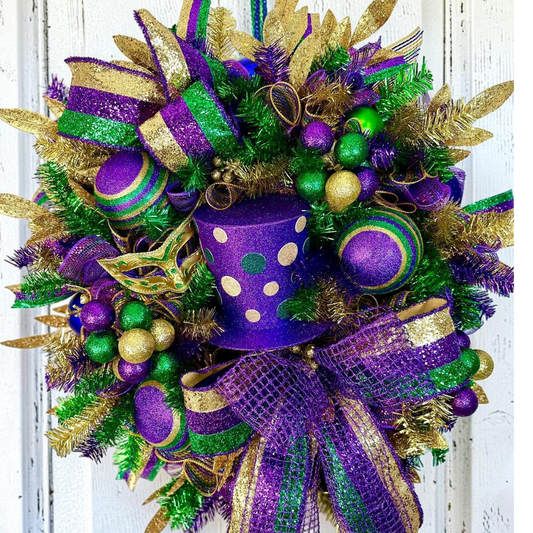 Mardi Gras Wreath 34 Inch Door Decor TCT Crafts