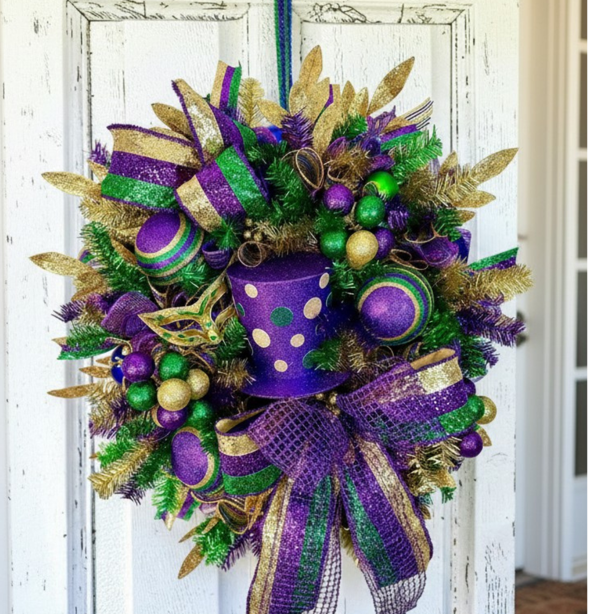 Mardi Gras Wreath 34 Inch Door Decor TCT Crafts