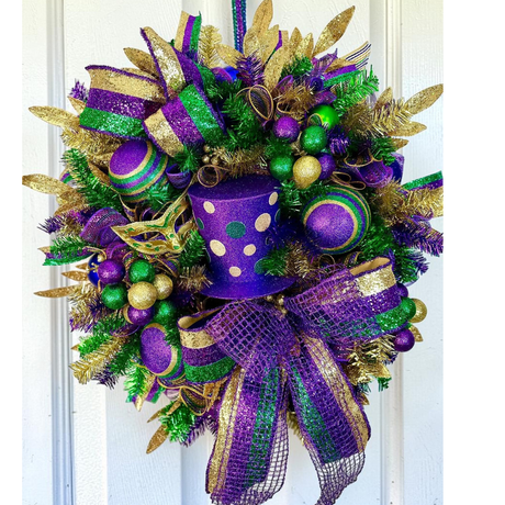 Mardi Gras Wreath 34 Inch Door Decor TCT Crafts