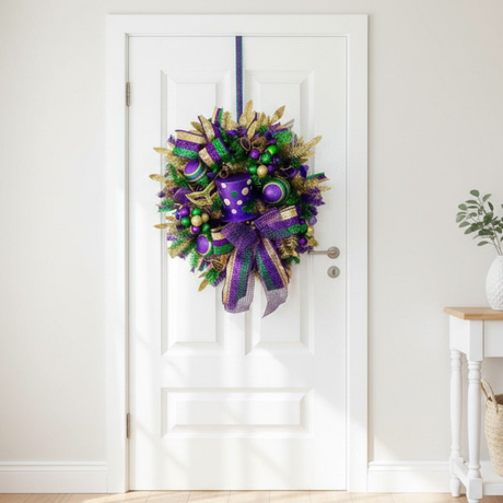 Mardi Gras Wreath 34 Inch Door Decor TCT Crafts