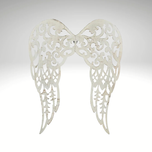 Metal Angel Wings Wall Decor – 17.75" Antique Cream Filigree-MM1112K5 Craig Bachman