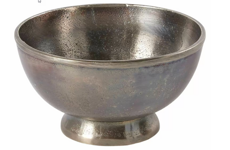 Small Vintage Metal Compote Bowl – 5.75" Floral Pedestal Vase for Centerpieces & Wedding Decor-73230