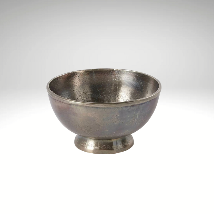 Small Vintage Metal Compote Bowl – 5.75" Floral Pedestal Vase for Centerpieces & Wedding Decor-73230