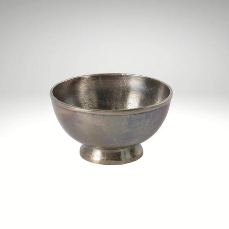 Small Vintage Metal Compote Bowl – 5.75" Floral Pedestal Vase for Centerpieces & Wedding Decor-73230