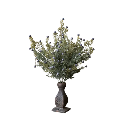 Artificial Midnight Juniper Bush — 18 Inch Blue Berry Greenery Supply-XRA6741 Lancaster & Vintage