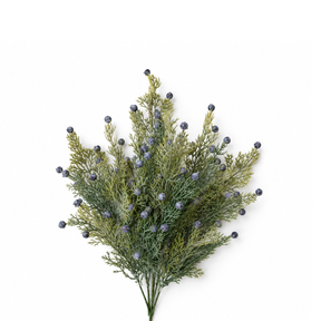 Artificial Midnight Juniper Bush — 18 Inch Blue Berry Greenery Supply-XRA6741 Lancaster & Vintage