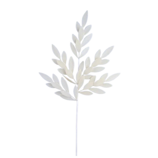 White Glitter Bay Leaf Spray – 32" Artificial Leaf Stem-XS235327 Craig Bachman