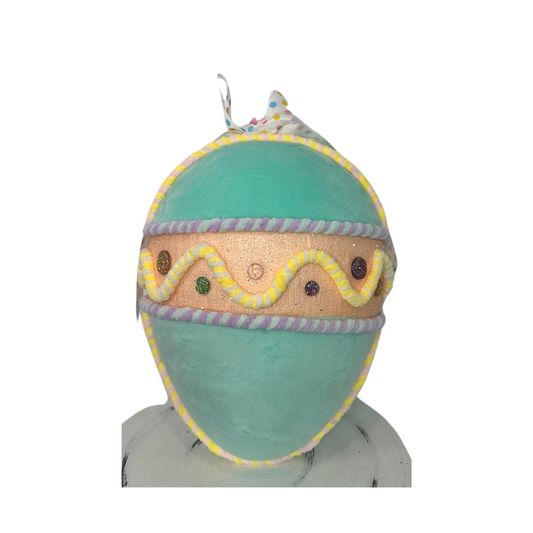 Large 10" Pastel Foam Velvet Easter Egg - Choose Pink, Yellow, or Mint Green - Styrofoam Hanging Decor - Easter Wreath Attachment (MT26010) Regency